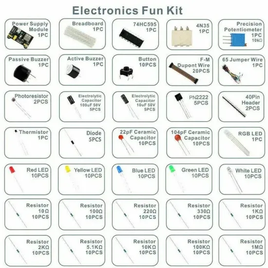 830-hole Breadboard Kit Electronic Components Starter Pack with Jumper Wires LEDs Resistors Compatible with ArduinoUNO R3