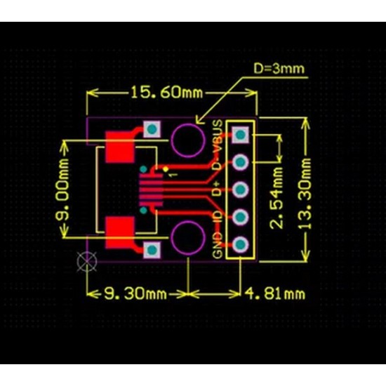 Micro USB to DIP DIP Mother B -type Mike 5P Patch Type Turning Dive Platform Plate