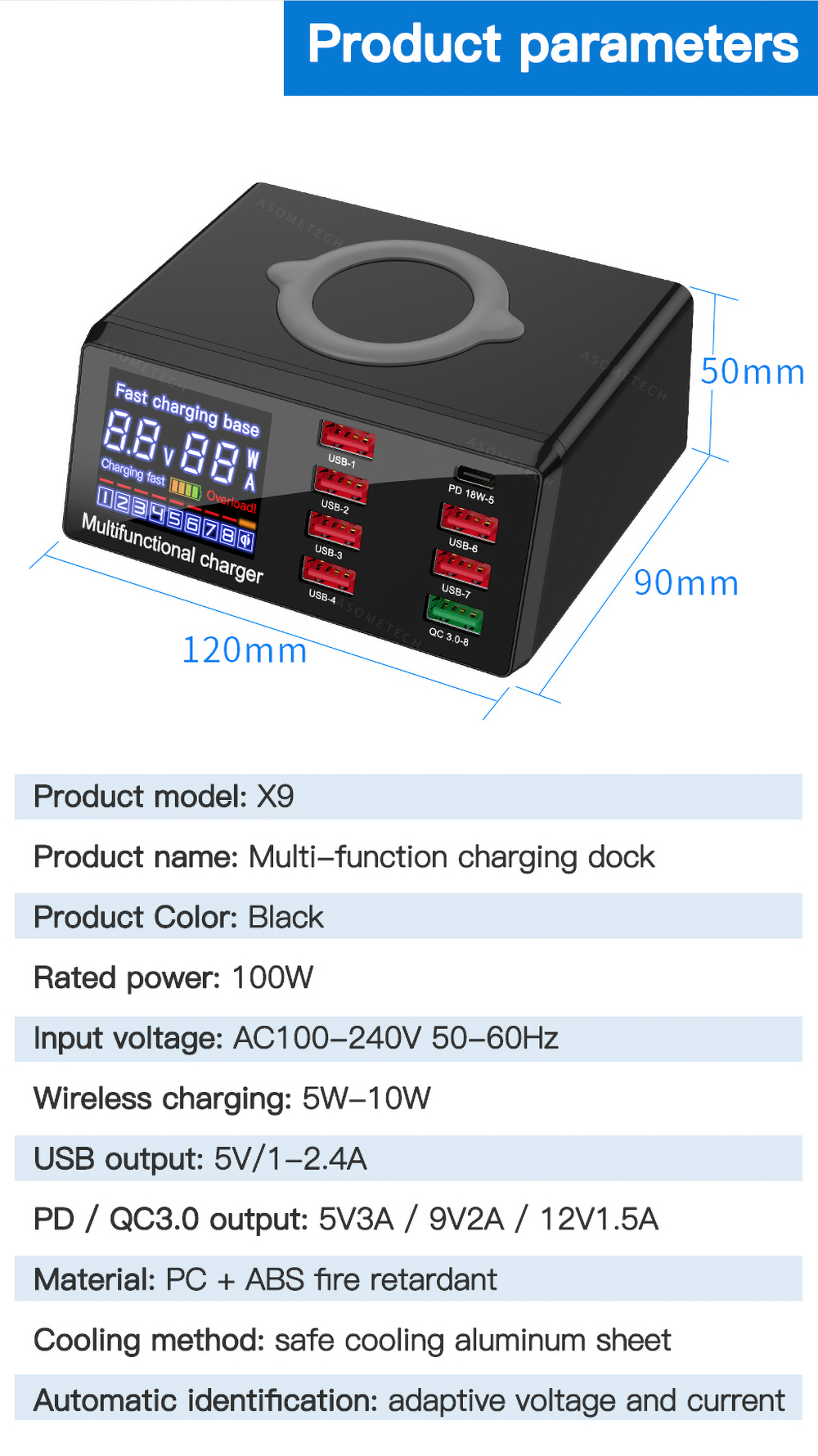 Bakeey-100W-8-Port-USB-PD-Charger-PD30-QC30-Desktop-Charging-Station-Smart-Charger-10W-Wireless-Charger-Charging-Pad-For-iPhone-11-SE-2020-Huawei-1716456-12