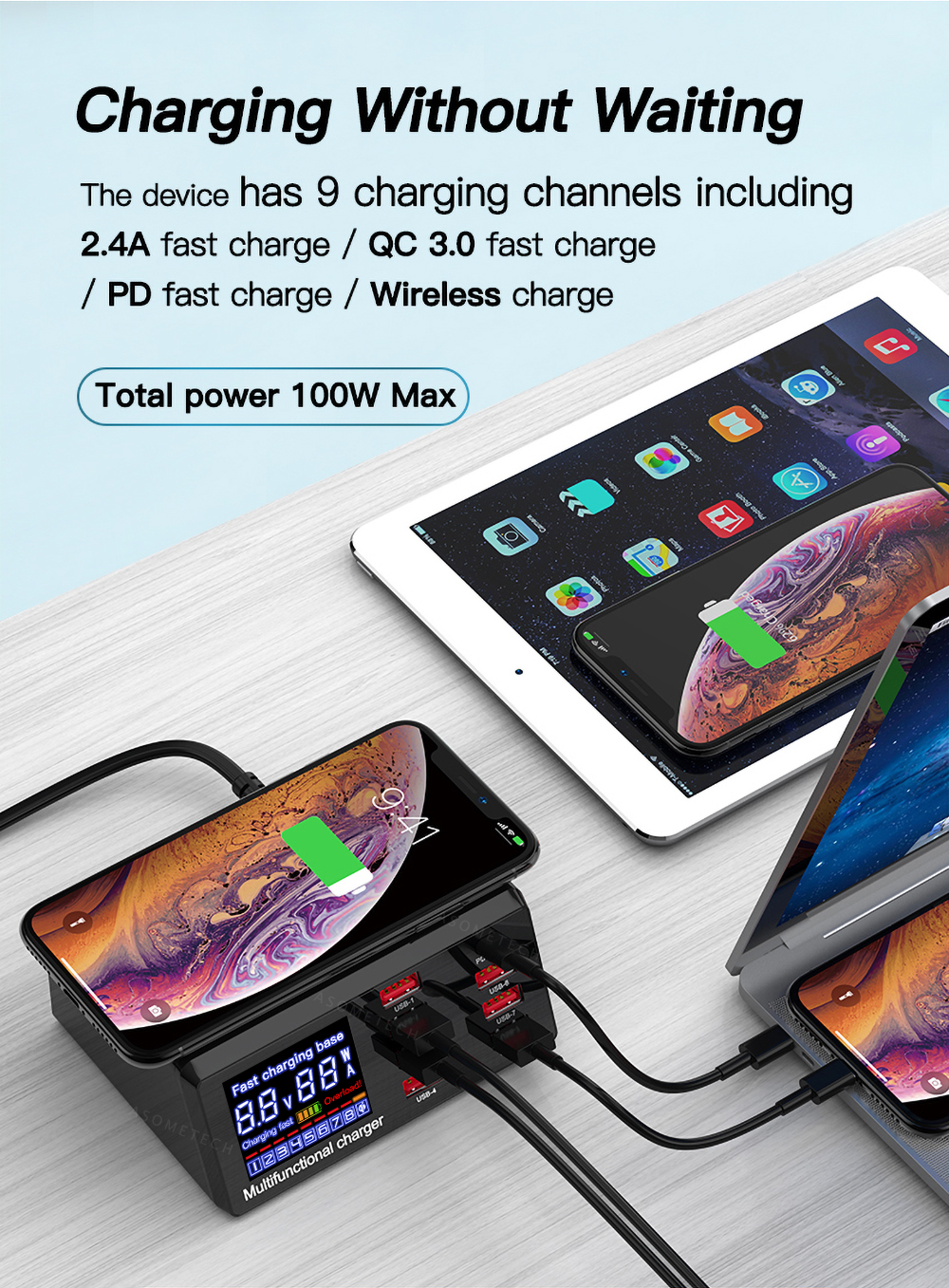 Bakeey-100W-8-Port-USB-PD-Charger-PD30-QC30-Desktop-Charging-Station-Smart-Charger-10W-Wireless-Charger-Charging-Pad-For-iPhone-11-SE-2020-Huawei-1716456-9